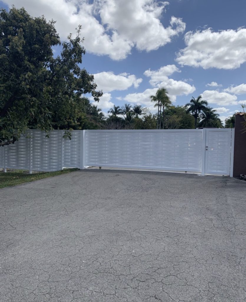 a white driveway gate